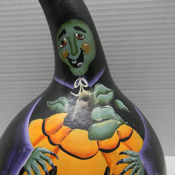Hand Painted Gourd Halloween Witch Primitive - Picture 2 of 3